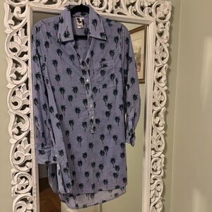 Palm tree 🌴 buttoned pinstriped pullover cover-up